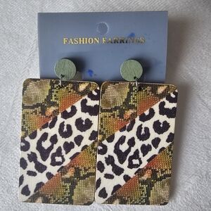 Cheetah Print Wood Earrings
